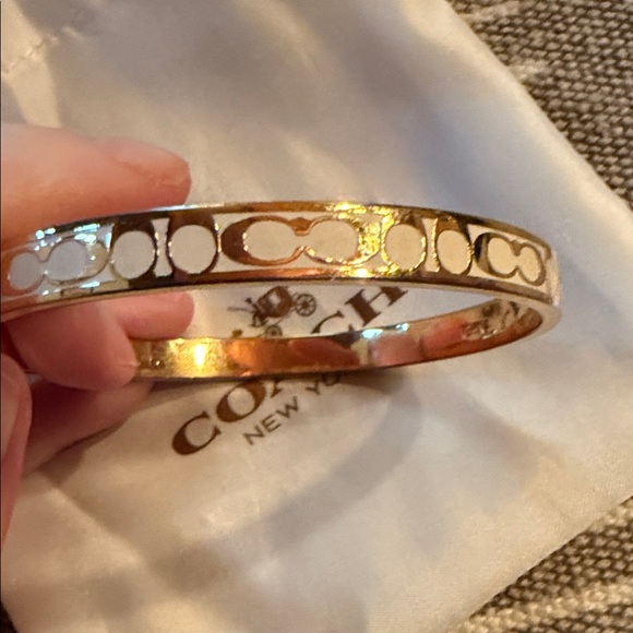 Coach Gold and white logoBangle Bracelet - Picture 2 of 4
